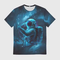 Мужская футболка 3D An astronaut in blue space