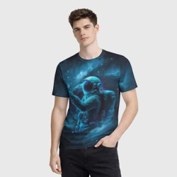 Мужская футболка 3D An astronaut in blue space - фото 2