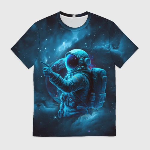 Мужская футболка 3D An astronaut in blue space