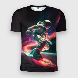 Мужская футболка 3D Slim Cosmonaut space surfing