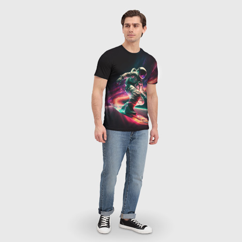 Мужская футболка 3D Cosmonaut space surfing, цвет 3D печать - фото 5