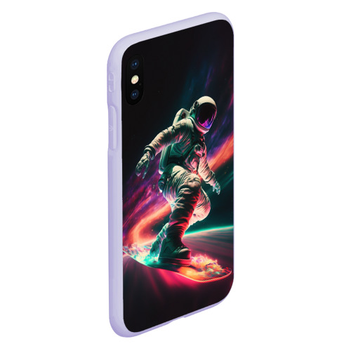 Чехол для iPhone XS Max матовый Cosmonaut space surfing, цвет светло-сиреневый - фото 3