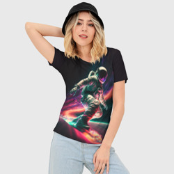 Женская футболка 3D Slim Cosmonaut space surfing - фото 2