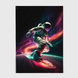 Постер Cosmonaut space surfing