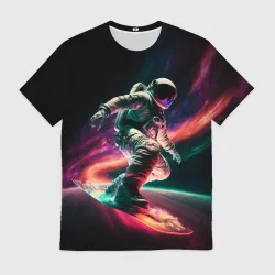 Мужская футболка 3D Cosmonaut space surfing
