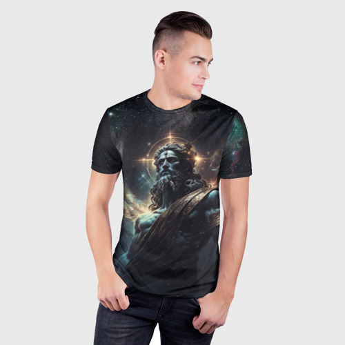 Мужская футболка 3D Slim с принтом Cosmic Deity, фото на моделе #1