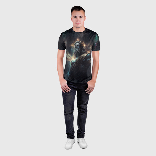 Мужская футболка 3D Slim с принтом Cosmic Deity, вид сбоку #3