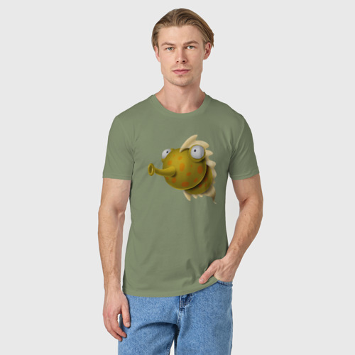 Мужская футболка хлопок Забавная рыба, цвет авокадо - фото 3
