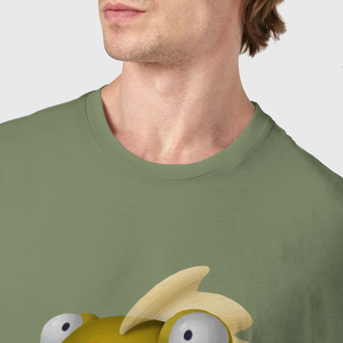 Мужская футболка хлопок Забавная рыба, цвет авокадо - фото 6