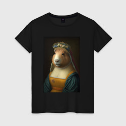 Женская футболка хлопок Капибара Мона Лиза