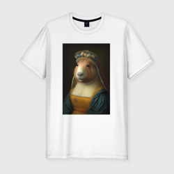 Мужская футболка хлопок Slim Капибара Мона Лиза