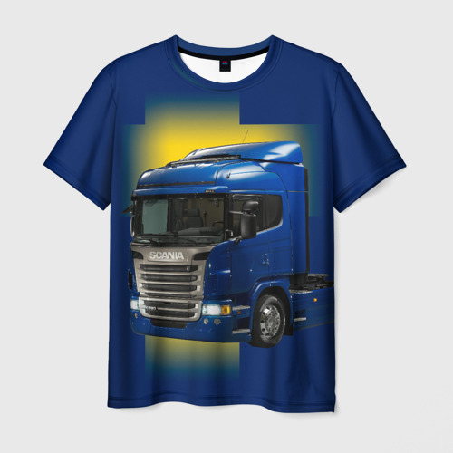 Мужская футболка с принтом Scania truck, вид спереди №1