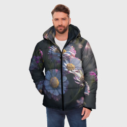 Мужская зимняя куртка 3D Цветы необычные - фото 2