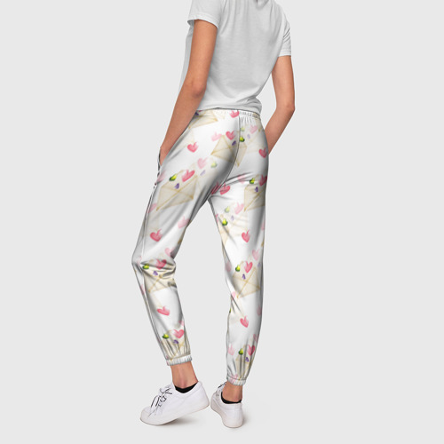Женские брюки 3D с принтом Конверты с сердечками - паттерн, вид сзади #2