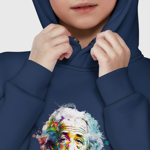 Детское худи Oversize хлопок Альберт Эйнштейн в ярких цветах, цвет темно-синий - фото 7