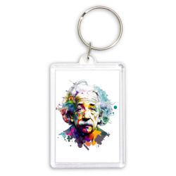 Брелок прямоугольный 35*50 Альберт Эйнштейн в ярких цветах