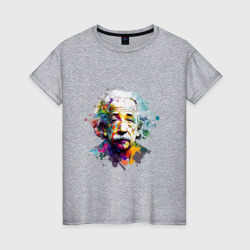 Женская футболка хлопок Альберт Эйнштейн в ярких цветах