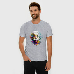 Мужская футболка хлопок Slim Альберт Эйнштейн в ярких цветах - фото 2
