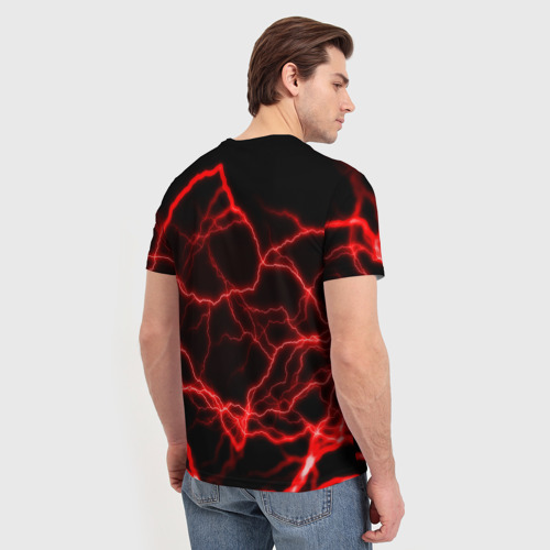 Мужская футболка 3D с принтом Молнии гроза ночь, вид сзади #2