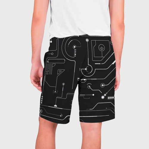 Мужские шорты 3D с принтом Зелёный абстрактный игровой, вид сзади #1