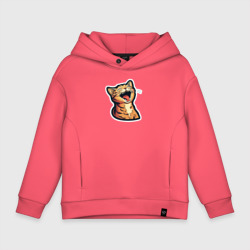 Детское худи Oversize хлопок Смеющийся мультяшный кот