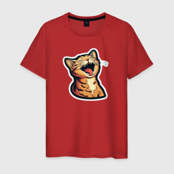 Мужская футболка хлопок Смеющийся мультяшный кот