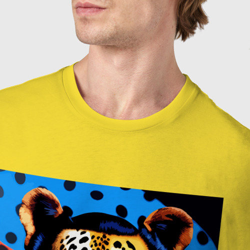 Мужская футболка хлопок Леопард Сальвадор Дали - нейросеть - коллаборация, цвет желтый - фото 6