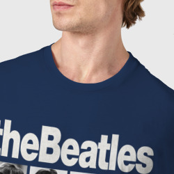 Футболка с принтом The Beatles rock для мужчины, вид на модели спереди №4. Цвет основы: темно-синий