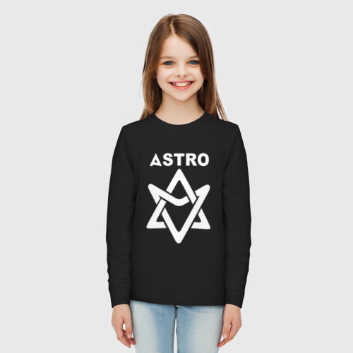 Детский лонгслив хлопок с принтом Astro white logo, вид сбоку #3