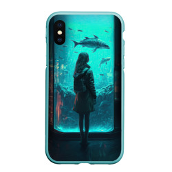 Чехол для iPhone XS Max матовый Девушка и аквариум