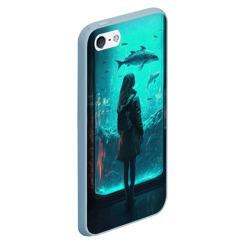 Чехол для iPhone 5/5S матовый Девушка и аквариум - фото 2
