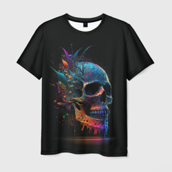 Мужская футболка 3D Красочный череп с цветами