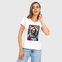 Женская футболка хлопок Slim Космонавт Сальвадор Дали - нейросеть - фото 2