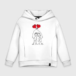 Детское худи Oversize хлопок Влюбленные с шариками