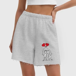 Женские шорты oversize футер хлопок Влюбленные с шариками - фото 2