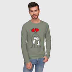 Мужской лонгслив хлопок Влюбленные с шариками - фото 2