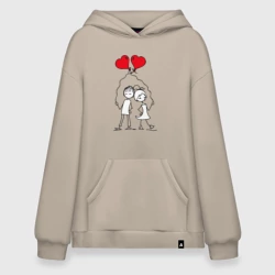 Худи SuperOversize хлопок Влюбленные с шариками