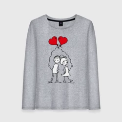 Женский лонгслив хлопок Влюбленные с шариками