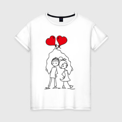 Влюбленные с шариками – Женская футболка хлопок с принтом купить со скидкой в -20%