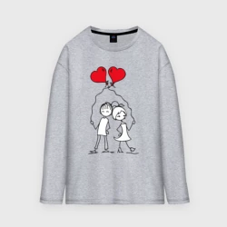 Женский лонгслив oversize хлопок Влюбленные с шариками