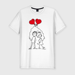 Мужская футболка хлопок Slim Влюбленные с шариками