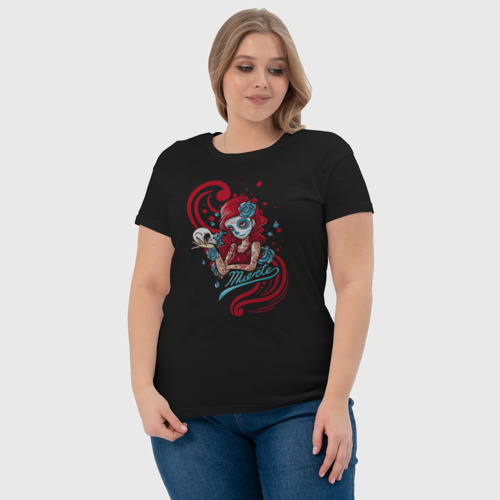 Женская футболка хлопок Muerta, цвет черный - фото 6