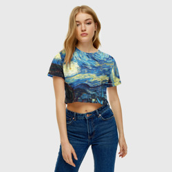 Женская футболка Crop-top 3D Van Gogh - The starry night - фото 2