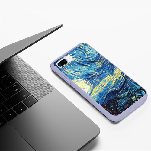 Чехол для iPhone 7Plus/8 Plus матовый Van Gogh - The starry night, цвет светло-сиреневый - фото 5