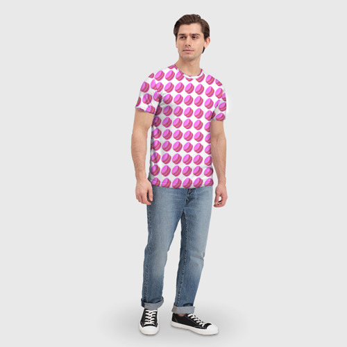 Мужская футболка 3D с принтом Макароны паттерн, вид сбоку #3