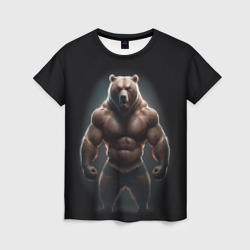 Женская футболка 3D Сильный медведь спортсмен