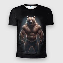 Мужская футболка 3D Slim Сильный медведь спортсмен