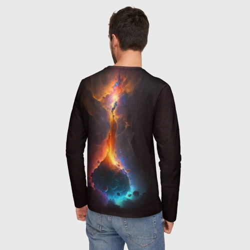 Мужской лонгслив 3D с принтом Дикий Феникс, вид сзади #2