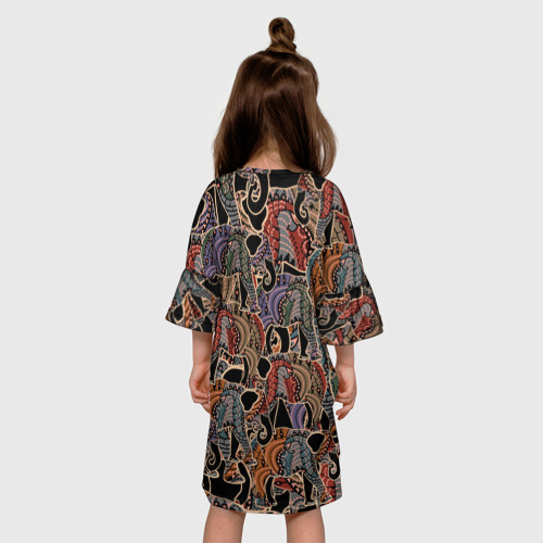 Детское платье 3D с принтом Камуфляж из слона, вид сзади #2