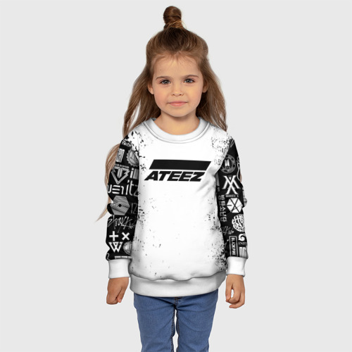 Детский свитшот 3D Ateez black and white, цвет 3D печать - фото 7